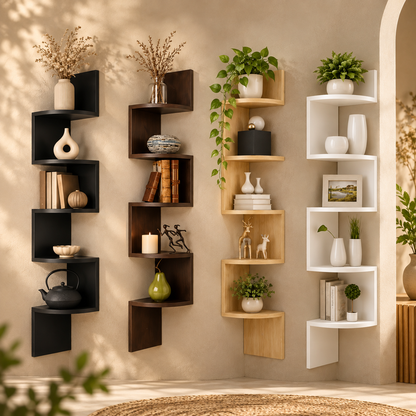 Corner Wall Shelf Modern Unit Space Saving Design