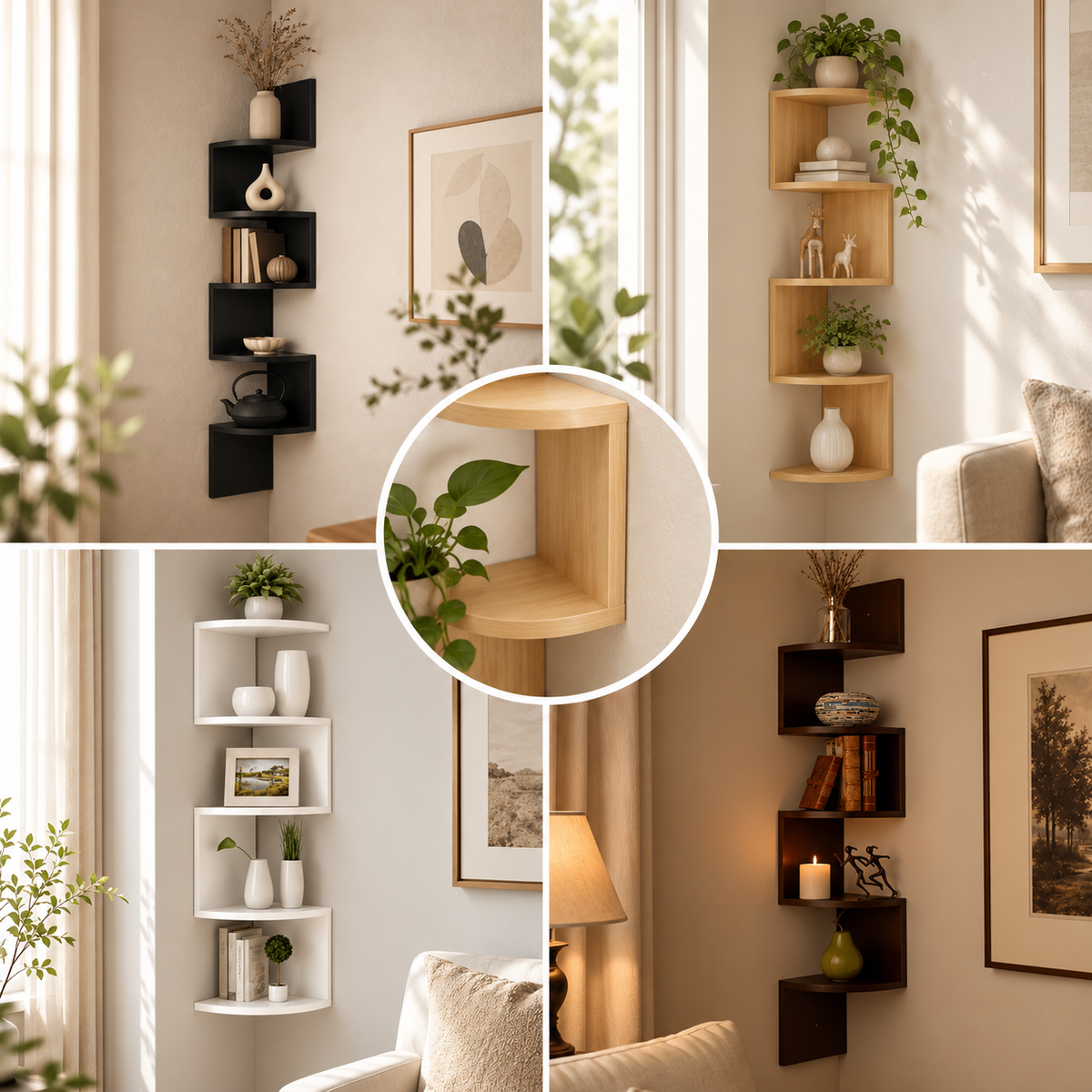 Corner Wall Shelf Modern Unit Space Saving Design
