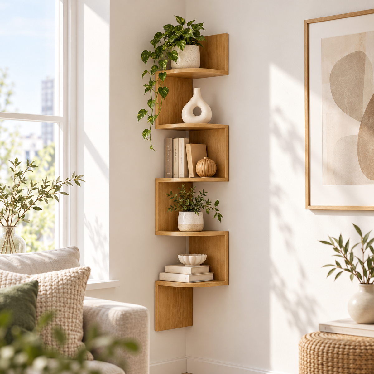 Corner Wall Shelf Modern Unit Space Saving Design