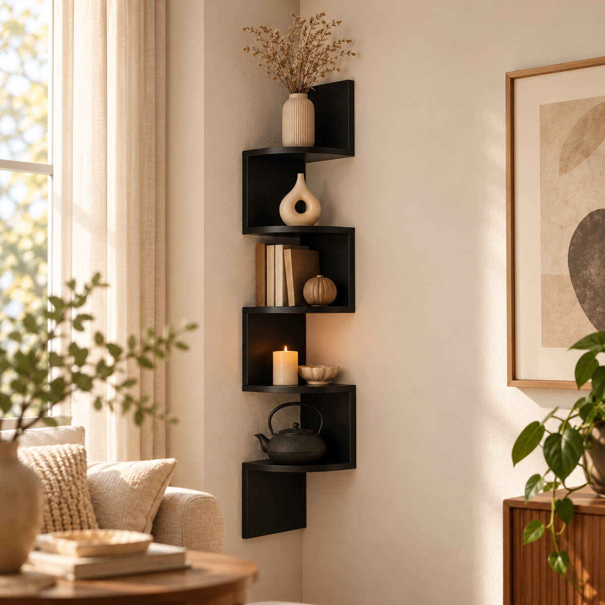 Corner Wall Shelf Modern Unit Space Saving Design