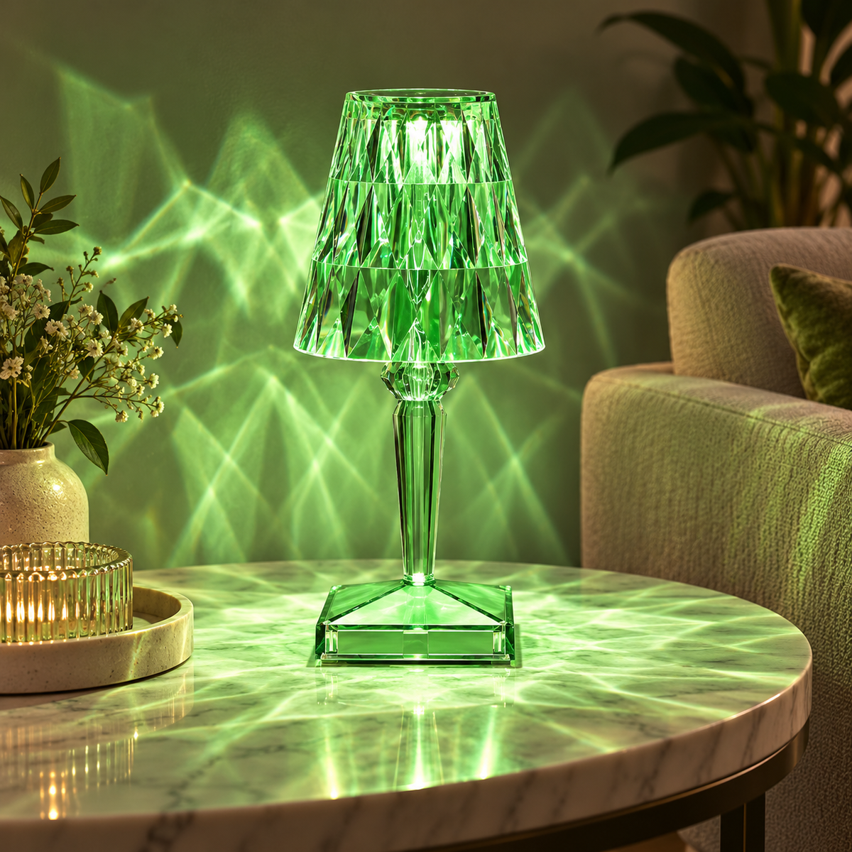 Crystal Table Lamp LED Touch Control Orb Base Decorative