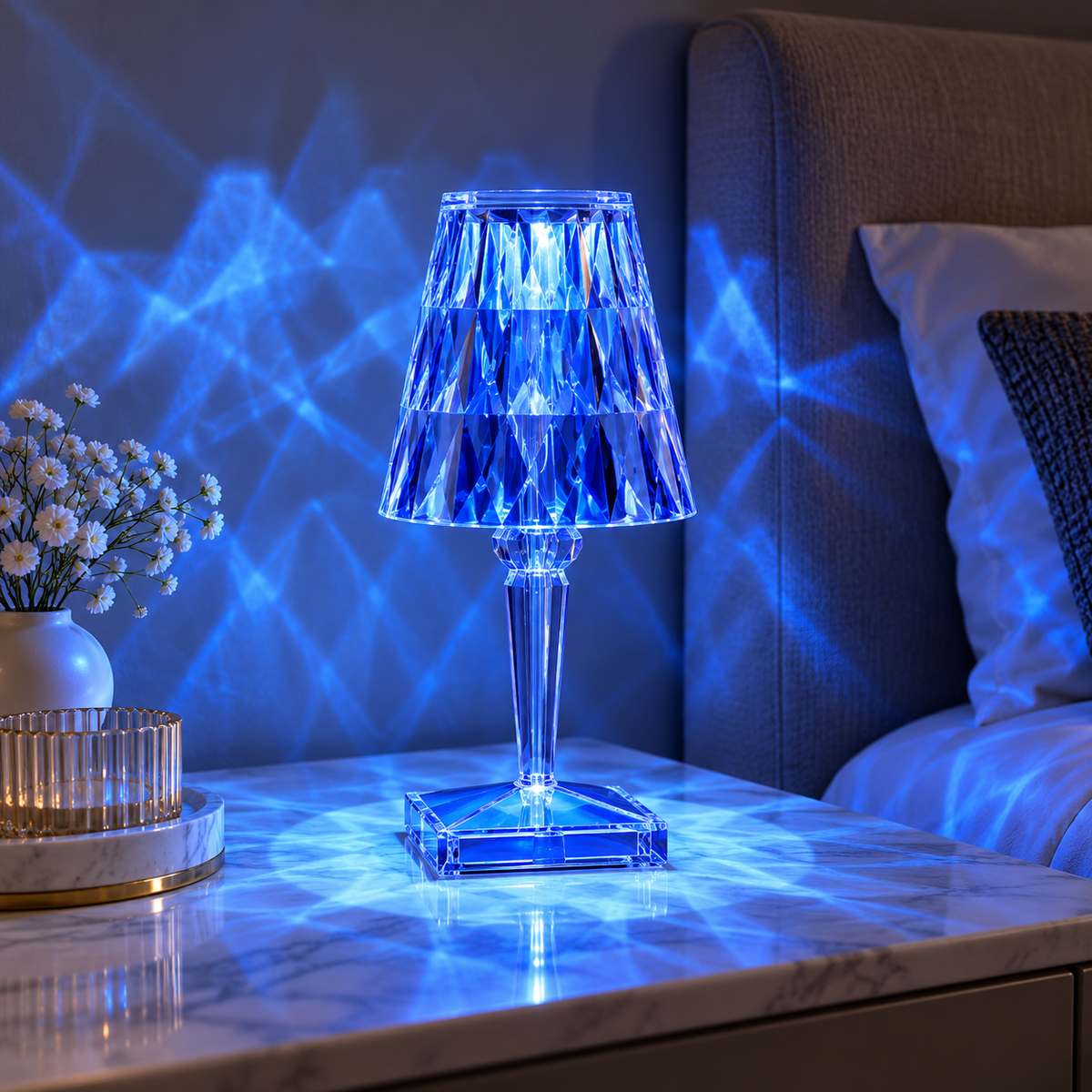 Crystal Table Lamp LED Touch Control Orb Base Decorative
