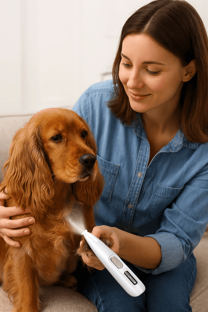 Rechargeable Pet Trimmer with Ceramic Blades and LED Light, 35dB Quiet