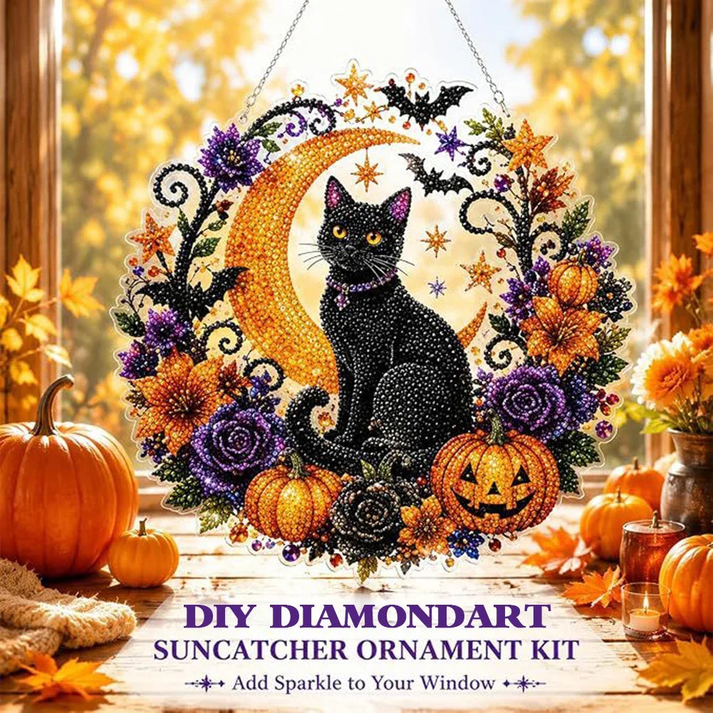 Diamond Painting Suncatcher Kit with Numbered Zones and Multi-Faceted Rhinestones, 4 Autumn Designs