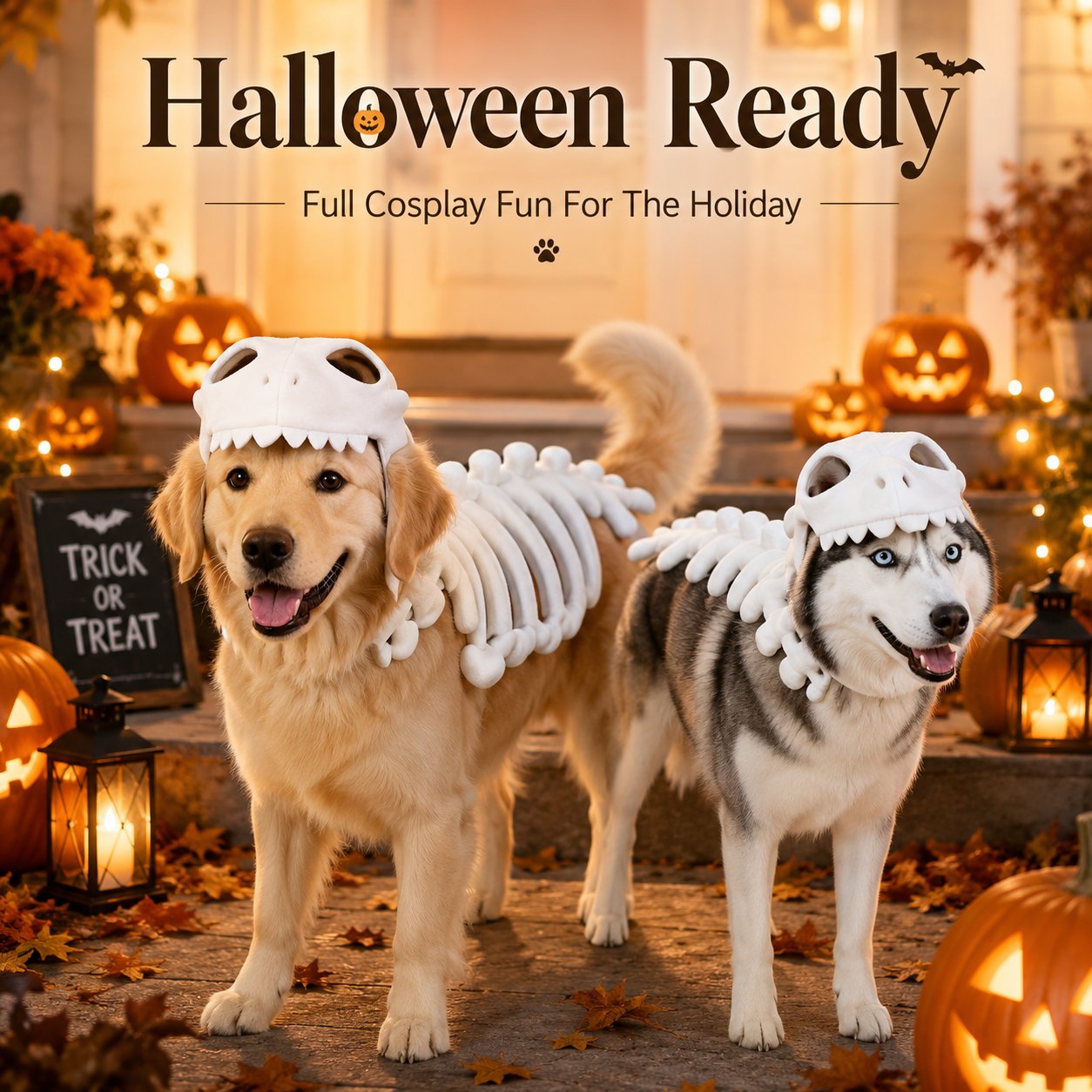 Glow Dinosaur Skeleton Pet Costume 2026