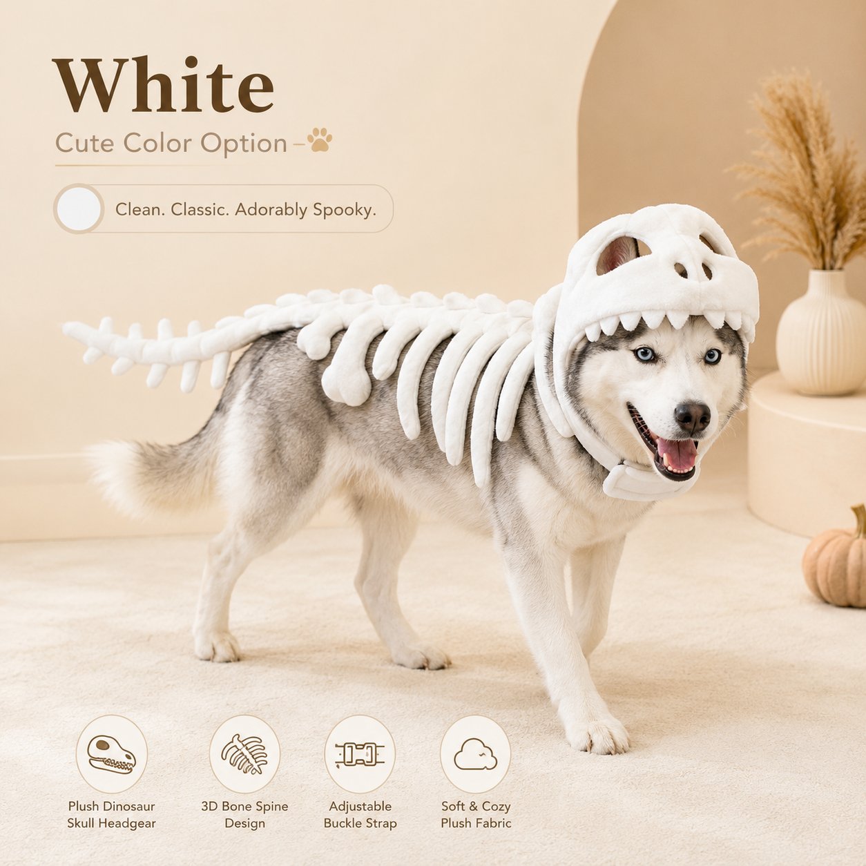 Glow Dinosaur Skeleton Pet Costume 2026