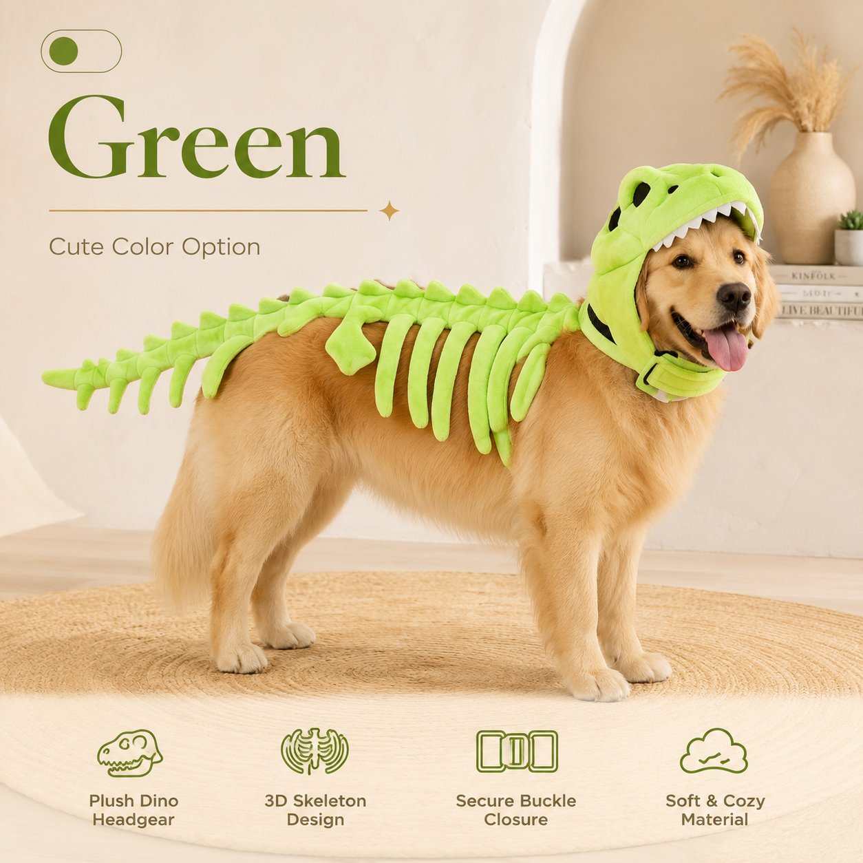 Glow Dinosaur Skeleton Pet Costume 2026