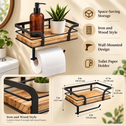 Decorative Bathroom Shelf Wall Mounted Towel Holder Rack