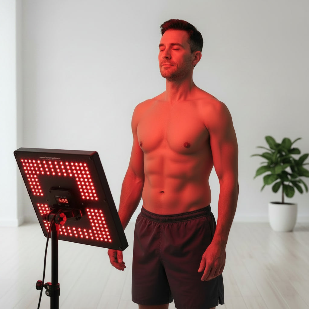 Red Light Therapy Panel with Dual Wavelength LEDs and Adjustable Dimming, Built-in Timer