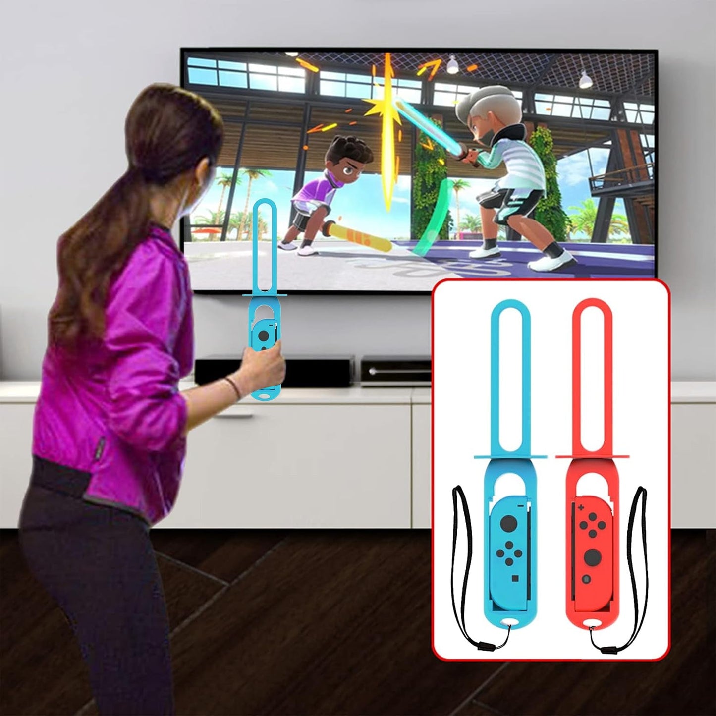 Handheld Sports Accessories Kit – 10-in-1 Gaming Bundle with Golf Clubs and Motion Sports Gear for Switch OLED Players