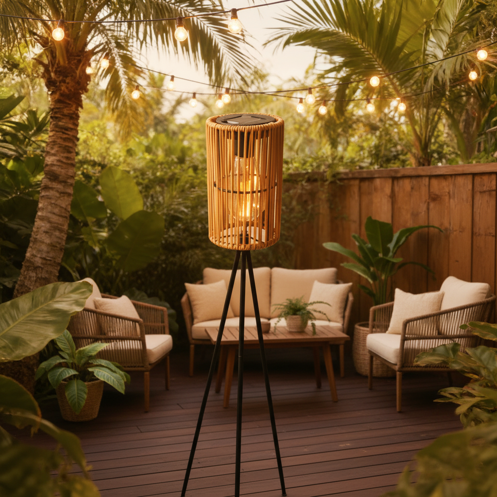 Handmade Rattan Sun Lantern – Decorative Garden Lamp for Outdoor Pathways, Courtyards and Cozy Holiday Ambience Without Electricity