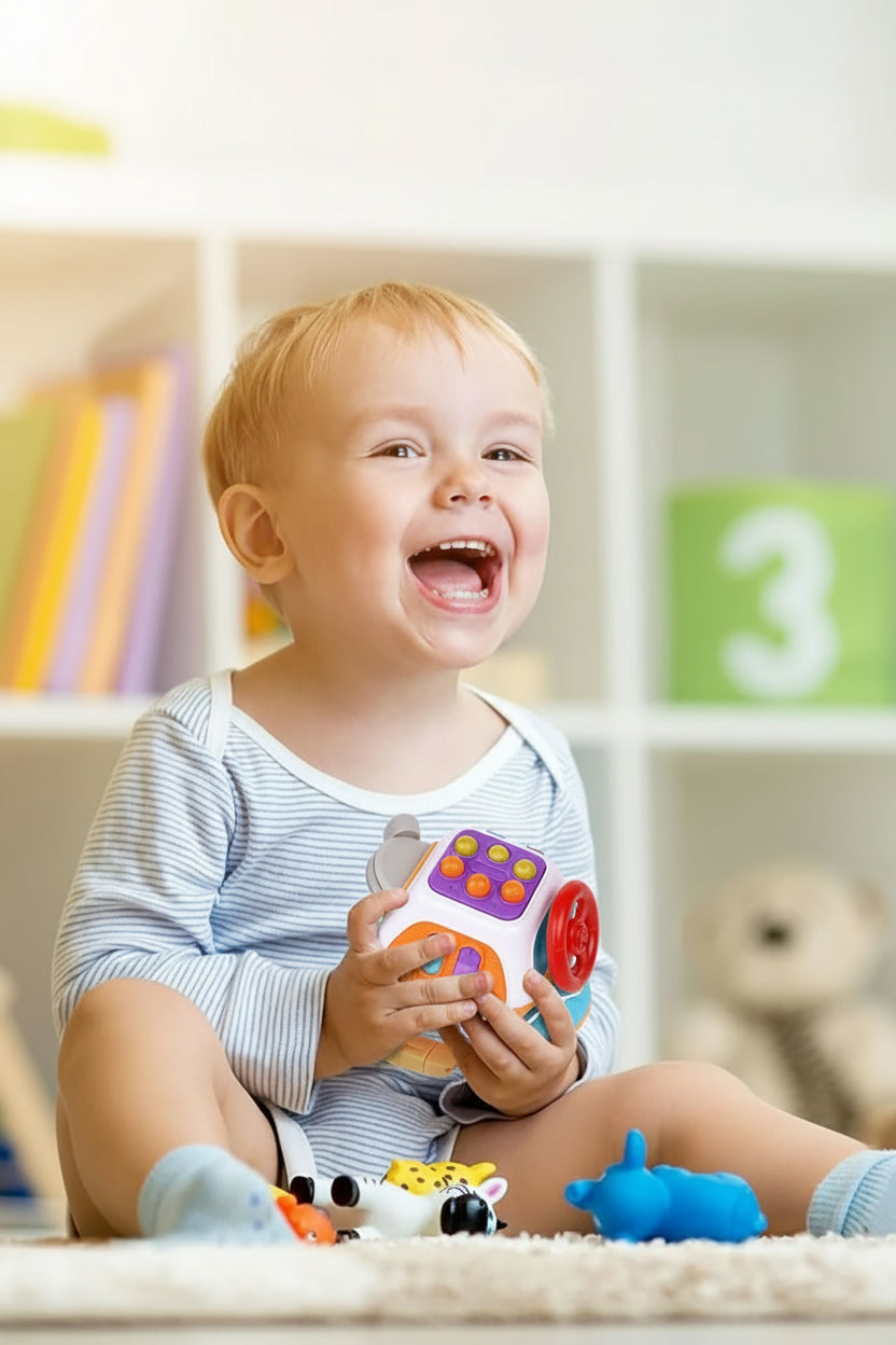Montessori Busy Cube Toy – Sensory Fine Motor Activity Cube for Toddlers, Travel Learning and Early Childhood Development
