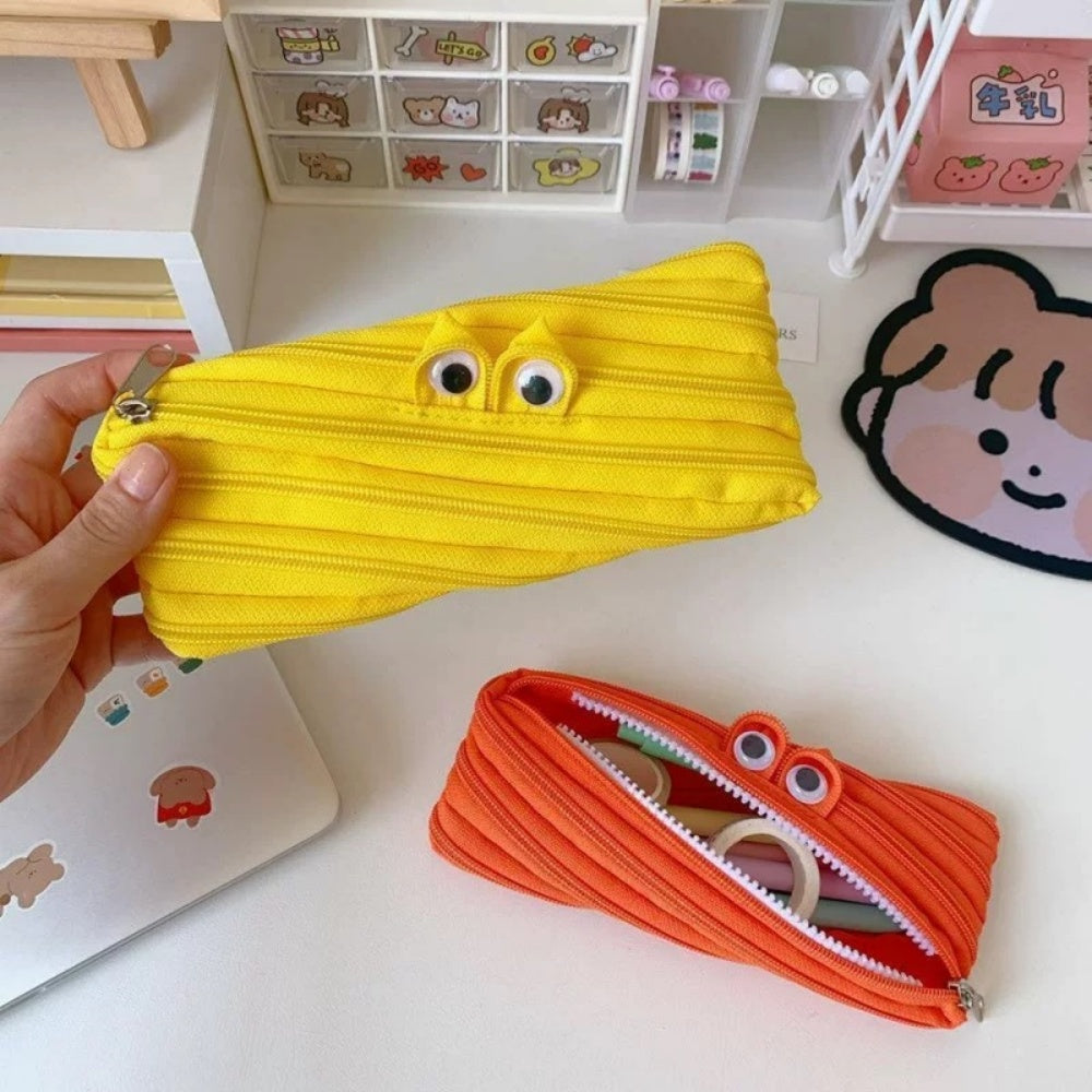 Monster Pencil Case – Large Capacity Cute Zipper Stationery Organizer for School Supplies, Pens, Art Tools and Everyday Storage
