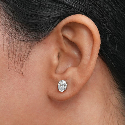 Oval Moissanite Stud Earrings with D Color VVS1 Clarity and 925 Sterling Silver, 0.5-5ct