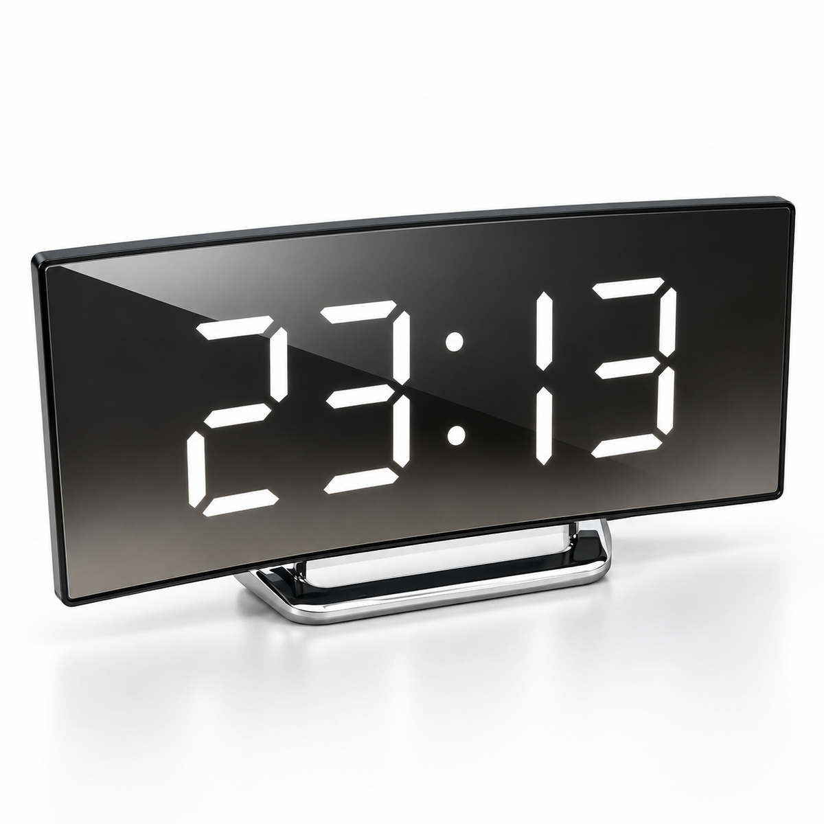 Digital Alarm Clock Led Mirror Curved Display