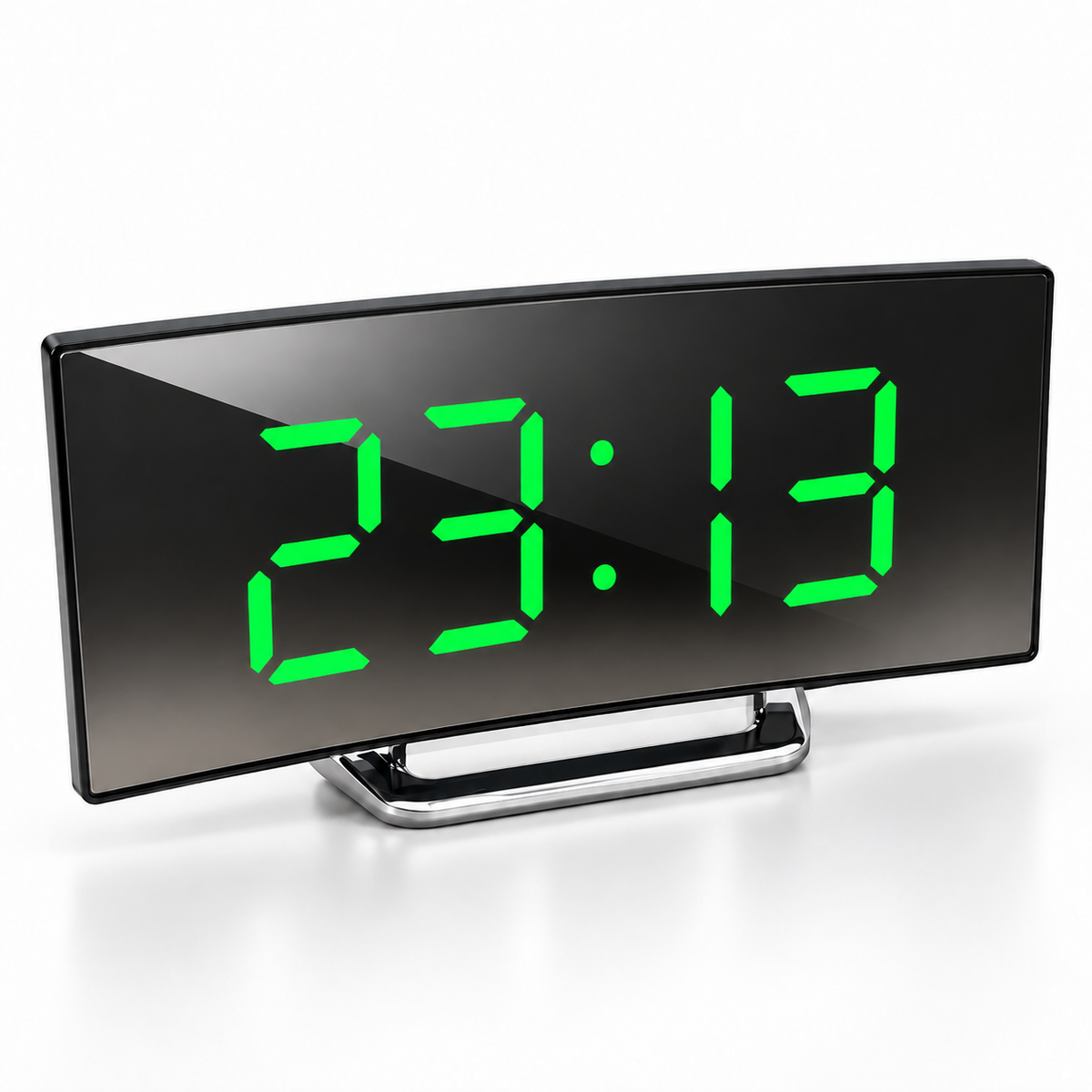 Digital Alarm Clock Led Mirror Curved Display