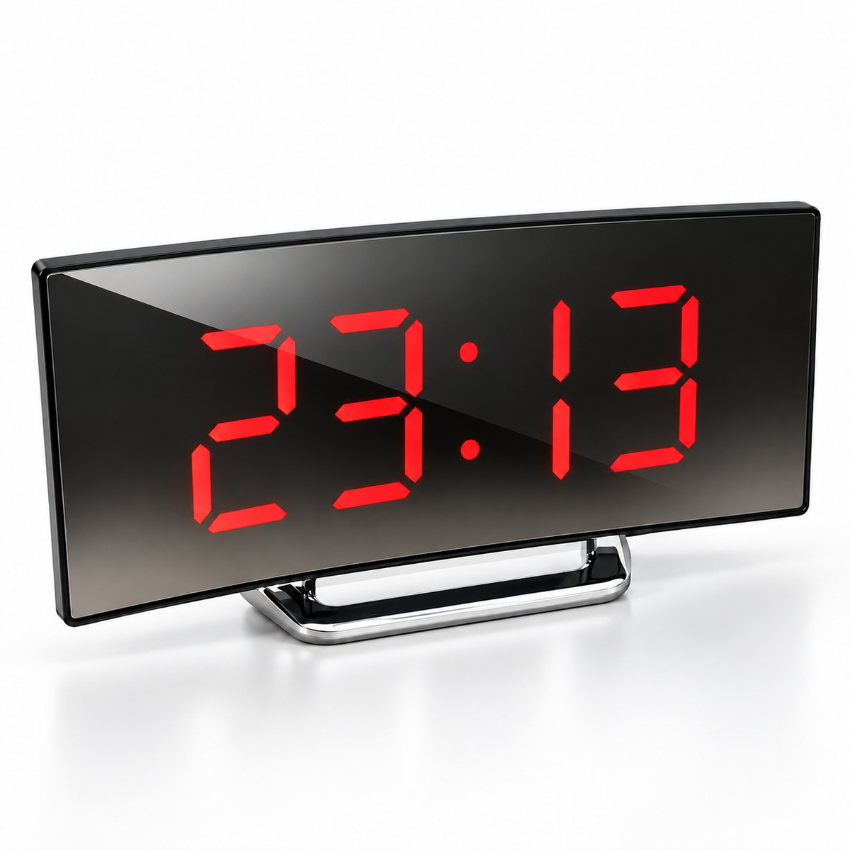 Digital Alarm Clock Led Mirror Curved Display