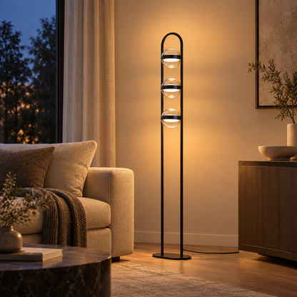 Dimmable Floor Lamp Glass Ball Adjustable Brightness Iron