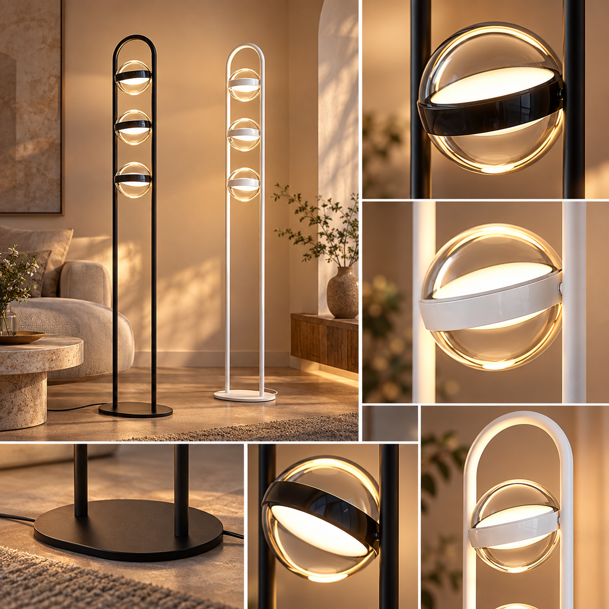 Dimmable Floor Lamp Glass Ball Adjustable Brightness Iron
