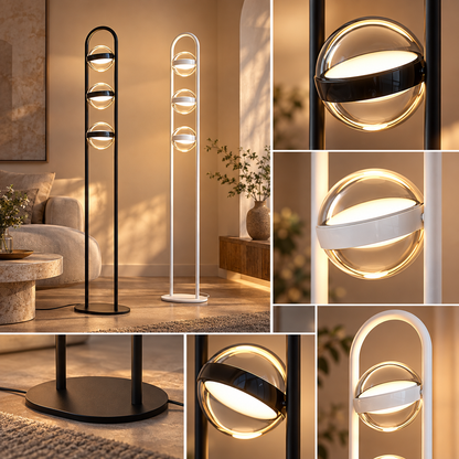 Dimmable Floor Lamp Glass Ball Adjustable Brightness Iron