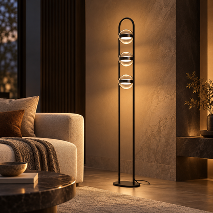 Dimmable Floor Lamp Glass Ball Adjustable Brightness Iron