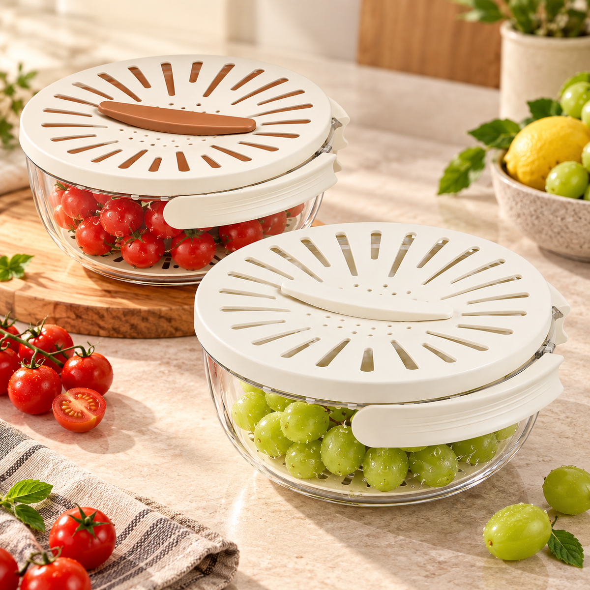 Draining Bowl Kitchen Strainer Vegetables Versatile Design