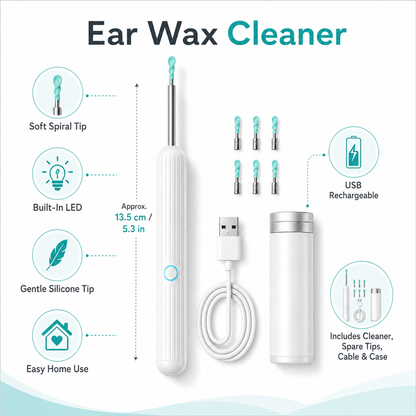 Ear Wax Cleaner Removal Tool Device Spiral Tip LED