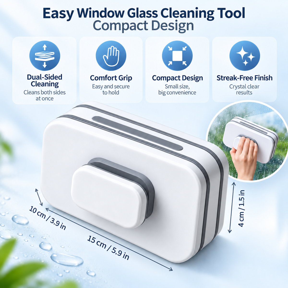 Easy Window Glass Cleaning Tool Compact Design