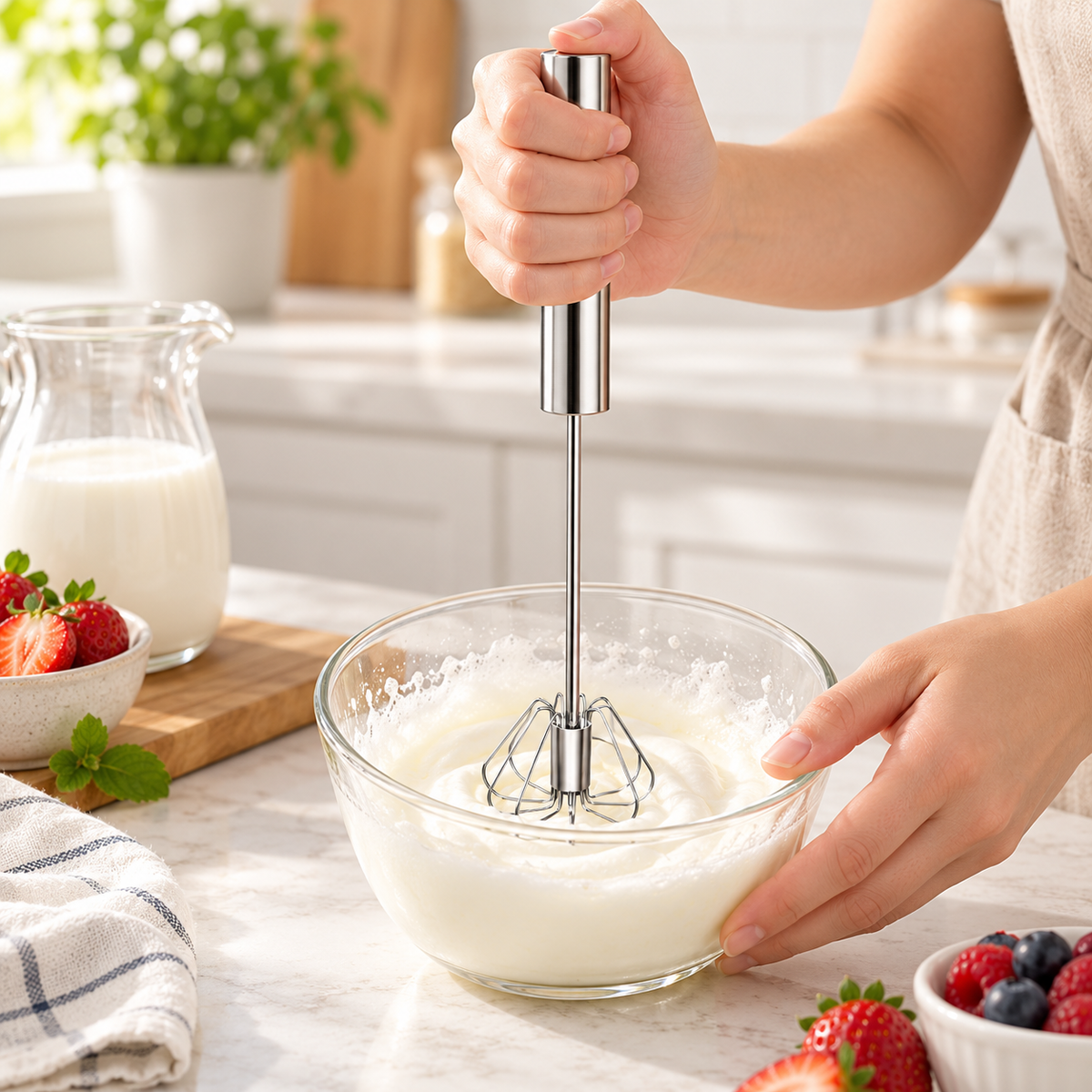 Egg Beater Manual Whisk Durable Kitchen Utensil