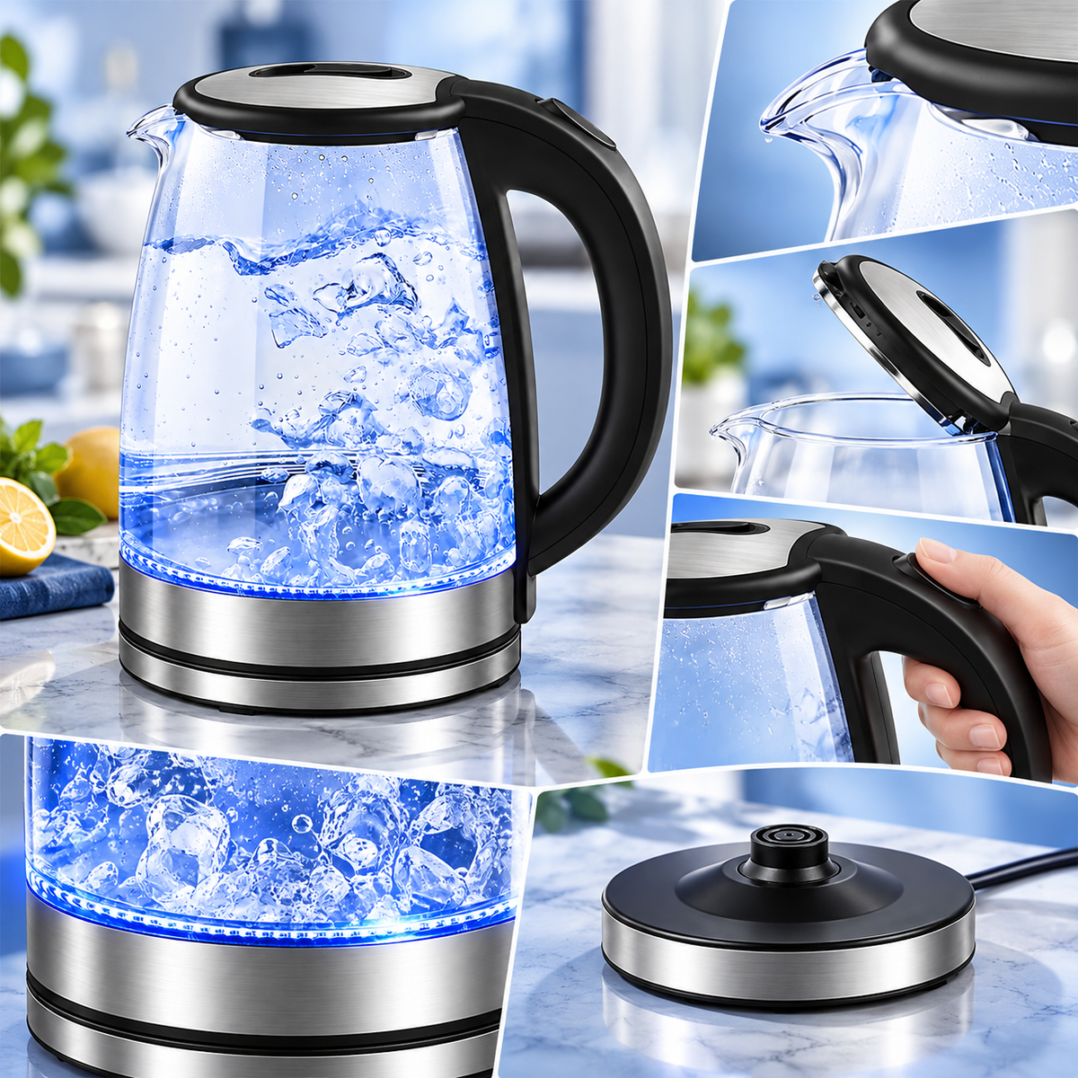Electric Kettle Automatic Shut Off Cordless Stainless Steel