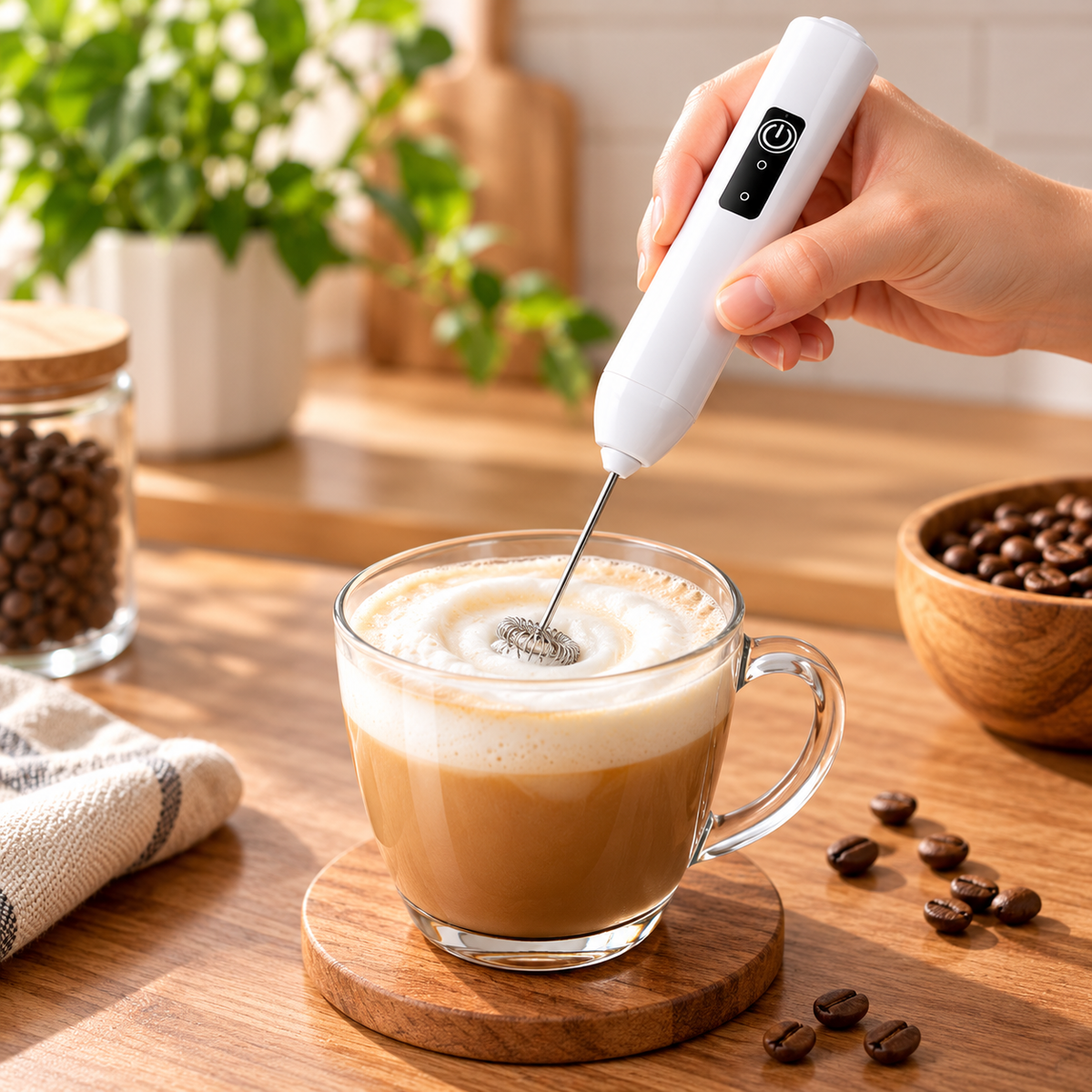 Electric Milk Frother Handheld Rechargeable Kitchen Tool