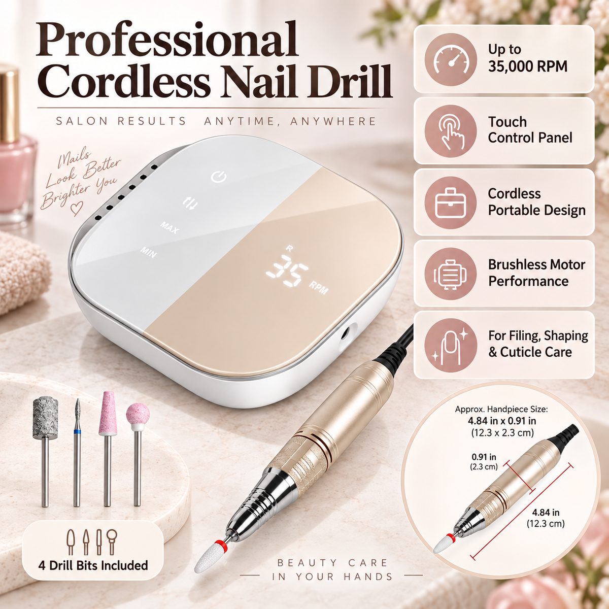 Electric Nail File Professional Cordless Drill Portable