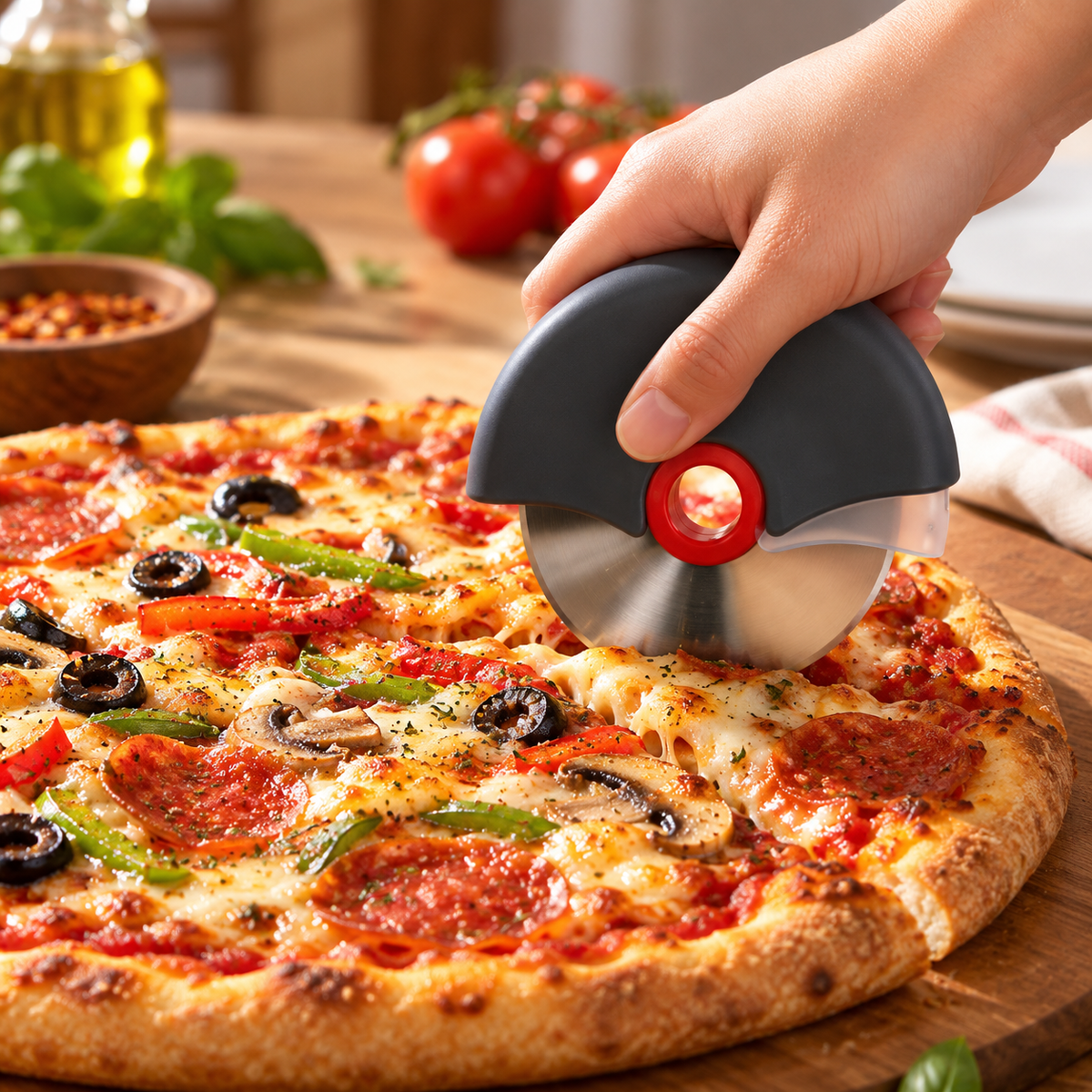 Ergonomic Pizza Cutter Detachable Stainless Steel Design