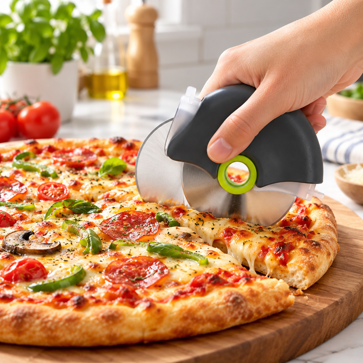 Ergonomic Pizza Cutter Detachable Stainless Steel Design