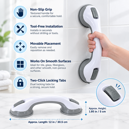 Ergonomic Suction Grab Bar Adjustable Bathroom Safety Aid