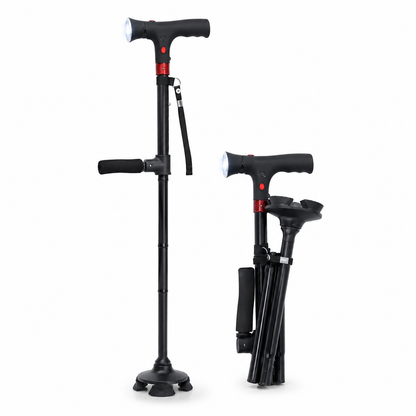 Ergonomic Walking Stick Alarm LED Light Feature