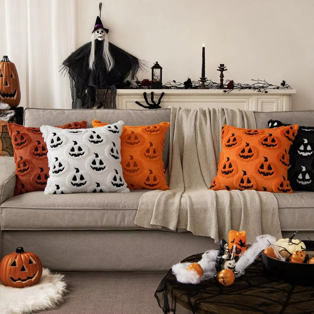 Pumpkin Pattern Cushion Cover with Microfiber Blend Fabric