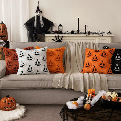 Pumpkin Pattern Cushion Cover with Microfiber Blend Fabric