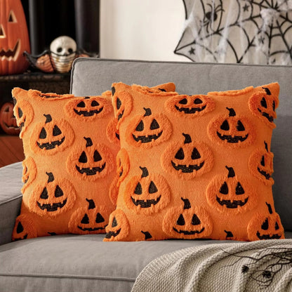 Pumpkin Pattern Cushion Cover with Microfiber Blend Fabric
