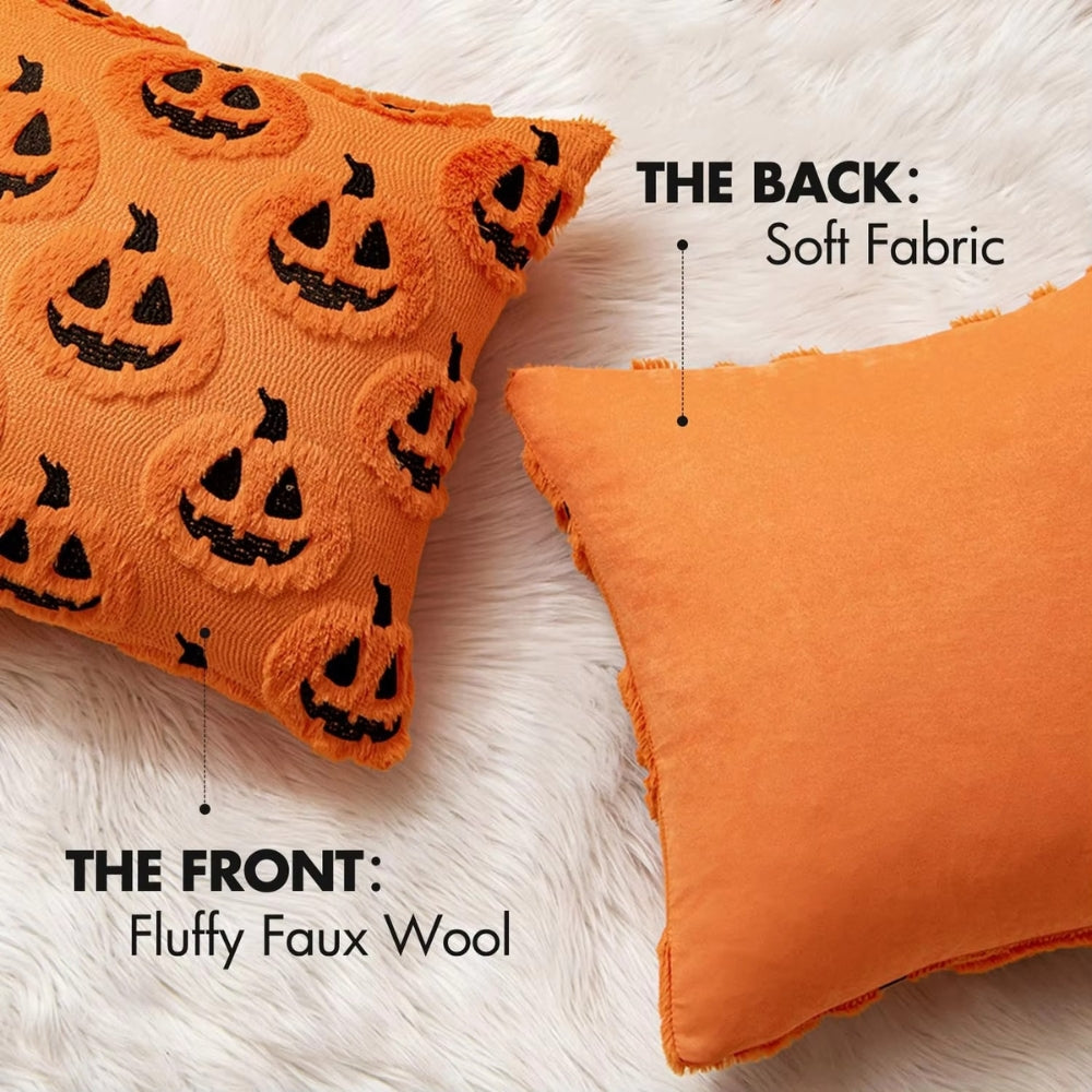 Pumpkin Pattern Cushion Cover with Microfiber Blend Fabric