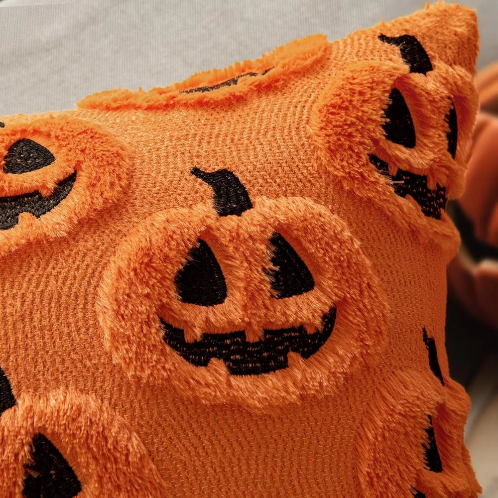 Pumpkin Pattern Cushion Cover with Microfiber Blend Fabric