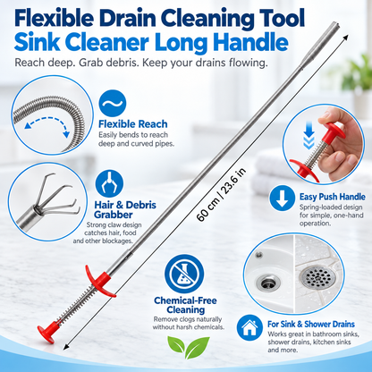 Flexible Drain Cleaning Tool Sink Cleaner Long Handle