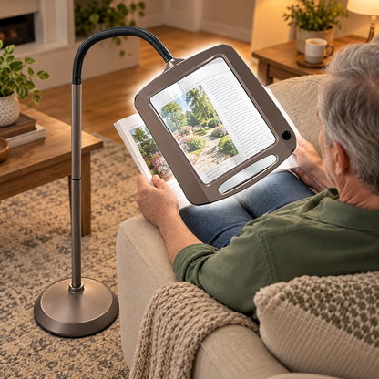 Floor Magnifying Lamp Large Lens LED Adjustable Height