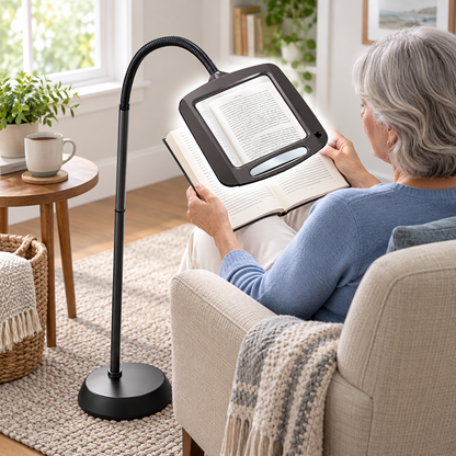 Floor Magnifying Lamp Large Lens LED Adjustable Height