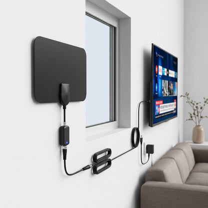 300 Miles Indoor Digital Amplified HDTV Antenna with Signal Booster for Local Channels