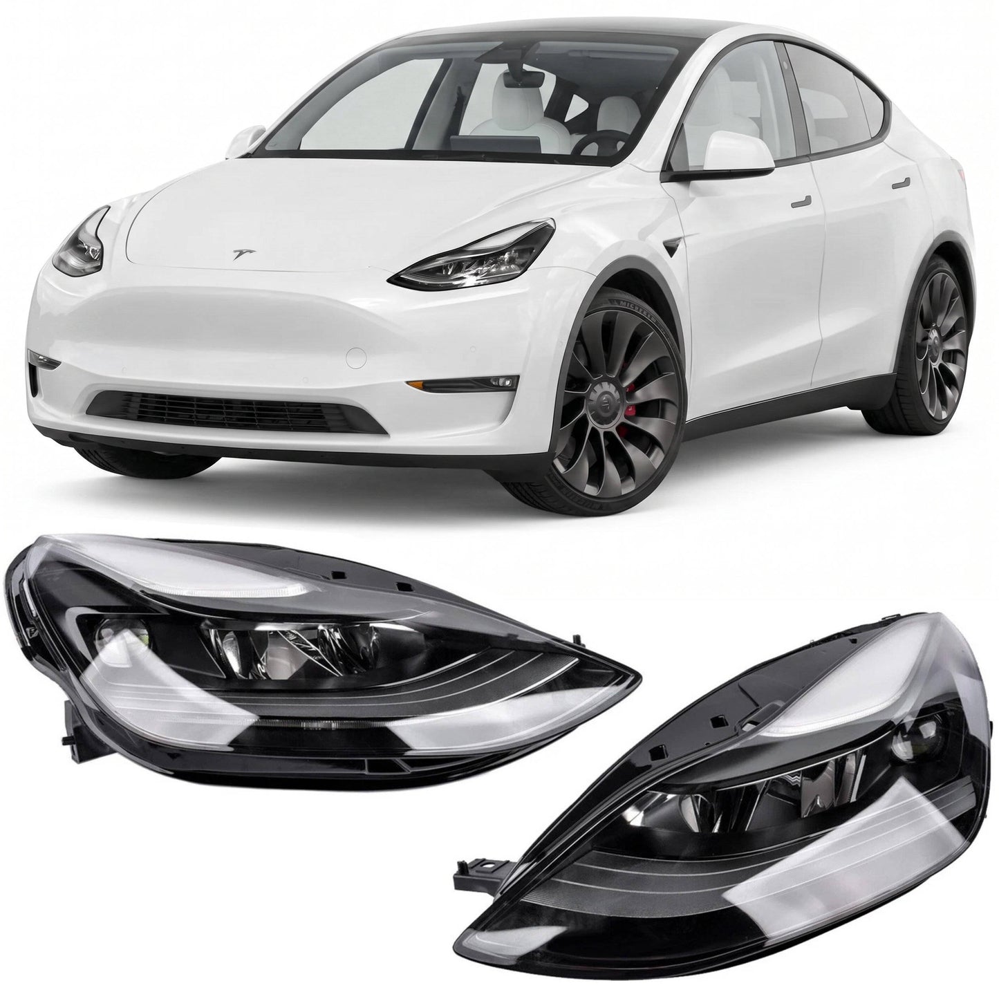2021 to 2023 Tesla Model 3 & Model Y LED Projector Matrix Headlights, Global Spec Factory Style Replacement, Left Driver & Right Passenger Side Pair Set