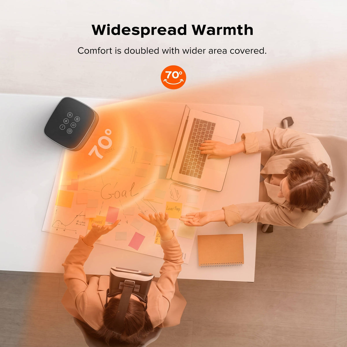 Portable Space Heater, Electric Indoor Heater with 70° Oscillation & Remote Control for Home, Office & Bedroom