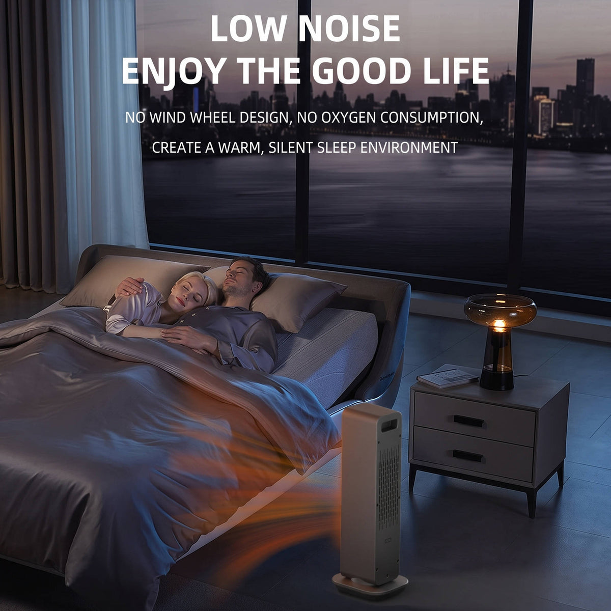 Oscillating Ceramic Space Heater, Electric Tower Heater with 3D Flame and Remote for Large Room Bedroom Office Home