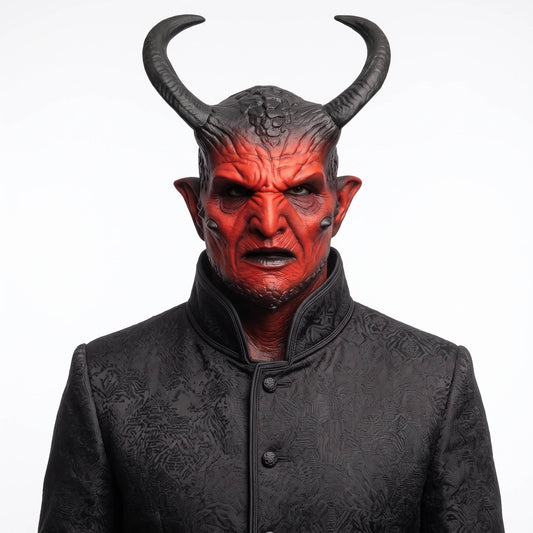 Demon Mask, Realistic Latex Mask with Horns for Halloween Cosplay and Costume Parties