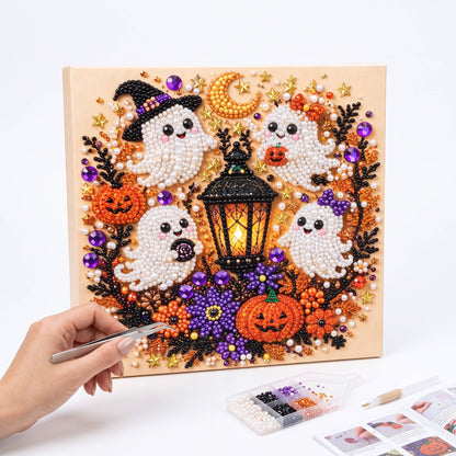 Diamond and Pearl Art Kits for Adults, Halloween Framed Wall Decor and DIY Craft Kit